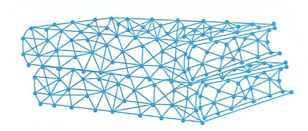 Network illustration of stacked books